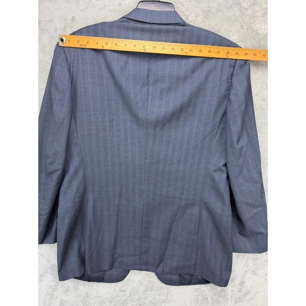 Corneliani Men's Blazer‎ 54R Navy Striped 100% Virgin Wool 3-Button